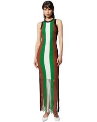 Silvian Heach - Langes Mehrfarbiges Gestreiftes Kleid Mit Fransen - Lyst