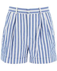 Polo Ralph Lauren - Gestreifte baumwoll-leinen shorts - Lyst