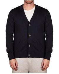 Alpha Studio - Truien & Vesten ,Blauw ,Wol Merino Vest Met 4 Knopen - Lyst