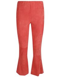 Via Masini 80 - Broeken ,Rood ,Leer Leren Broek - Lyst