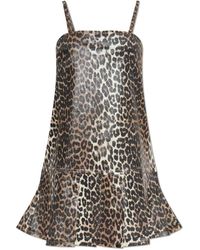 Ganni - Print Denim Strap Dress - Lyst
