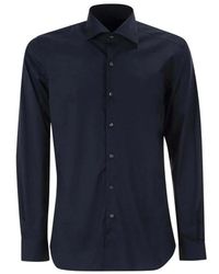 Fay - Overhemden ,Blauw ,Katoen Regular Fit Overhemd - Lyst