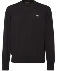 DSquared² - Hoodies & Sweatvesten ,Zwart ,Katoen Trui Met Ronde Hals En Logo - Lyst