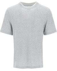 Brunello Cucinelli - T-shirt effetto sovrapposto in lino e cotone - Lyst