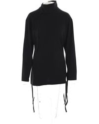 Yohji Yamamoto - Magliette nera in jersey di cotone con spacchi e lacci - Lyst