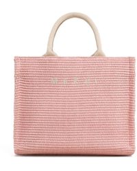 Marni - Kleiner korb - baumwolle - hellrosa,rosa baumwollhandtasche mit kontrastlogo - Lyst