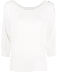 Malo - Truien & Vesten ,Wit ,Katoen Casual Witte Trui Met Viscose Katoen - Lyst