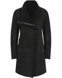 VESPUCCI by VSP - Schwarzer Shearling Mantel - Lyst