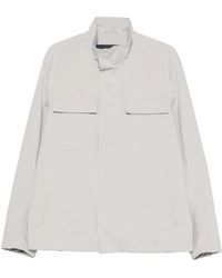 Herno - Jassen ,Grijs ,Polyester Jacket Met Klepzakken - Lyst