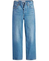 Levi's - Jeans ,Blauw ,Katoen Ribcage Straight Ankle Jeans - Lyst