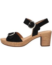 Gabor - Schoenen ,Zwart ,Suède Zwarte Sandaal Met Gouden Gespen - Lyst