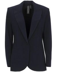 Norma Kamali - Jassen ,Blauw ,Leer Single-Breasted Blazer - Lyst