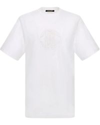 Roberto Cavalli - Tops ,Wit ,Katoen Witte Rc Logo T-Shirt Gemaakt - Lyst