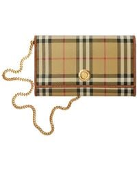Burberry - Check Chain Strap Wallet - Lyst