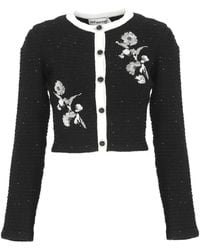 Self-Portrait - Floral Textured Knit Jacket - Lyst