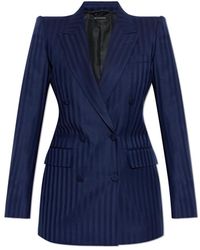 Tom Ford - Tonal Stripe Virgin Wool Double Breasted Peak Lapel Jacket - Lyst