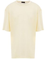 Corneliani - Lichtgele Linnen T-Shirt Met Korte Mouwen - Lyst