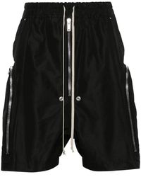 Rick Owens - Shorts in popeline nera riciclata con dettagli plissettati - Lyst