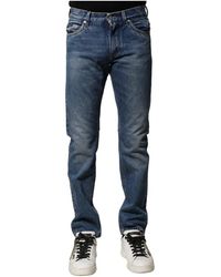 Dolce & Gabbana - Blaue Baumwoll-Slim-Fit-Denim-Jeans - Lyst