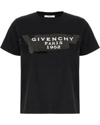 Givenchy - Tops ,Zwart ,Katoen Katoenen T-Shirt Met Tape 3D Print - Lyst