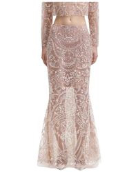 Self-Portrait - Pailletten paisley maxi rock in nude - Lyst