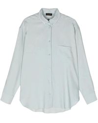 ANDAMANE - Camisa oversize con botones en denim claro - Lyst