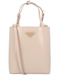 Prada - Triangle Logo Leder Tote Bag - Lyst