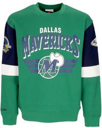 Mitchell & Ness - Hoodies & Sweatvesten ,Groen ,Katoen Dallas Mavericks Nba Crewneck Sweatshirt - Lyst