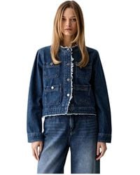 KARL LAGERFELD - Collarless Denim Jacket - Lyst