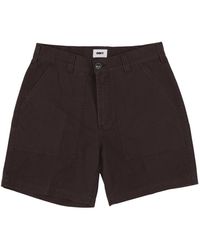 Obey - Korte Broeken ,Bruin ,Katoen Bruine Utility Twill Korte Broek - Lyst