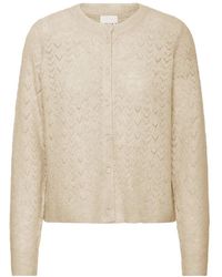 Ichi - Truien & Vesten ,Wol Gebreide Cardigan Oxford Tan - Lyst