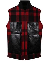 Junya Watanabe - Jassen ,Veelkleurig ,Katoen Mackinaw Wool And Leather Vest - Lyst