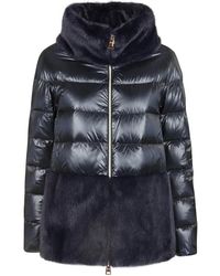 Herno - Jassen ,Blauw ,Nylon Nylon Ultralight Faux Fur Jas - Lyst
