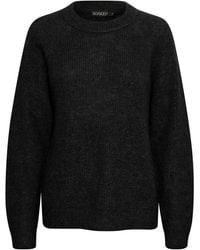 Soaked In Luxury - Schwarzer Raglan-Pullover Mit Puffärmeln - Lyst