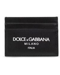 Dolce & Gabbana - Porte-cartes bleu marine en cuir de veau à logo - Lyst