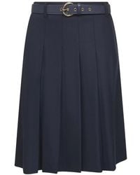 Max Mara - Blaue Woll Plissierte Midi-Rock - Lyst