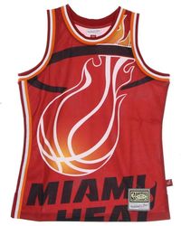 Mitchell & Ness - Fitness ,Veelkleurig ,Polyester Miami Heat Basketbal Tanktop - Lyst