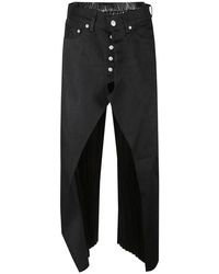 Junya Watanabe - Jeans ,Zwart ,Denim Denim En Faux Leather Jeans - Lyst