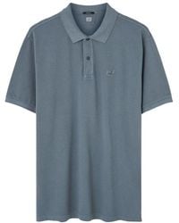 C.P. Company - Gesticktes Logo Blaues Poloshirt - Lyst