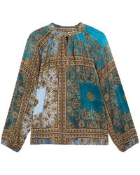 Oltre - Gestructureerde Viscose Blouse - Lyst