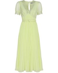 Self-Portrait - Chiffon Lace V-Neck Midi Jurk - Lyst