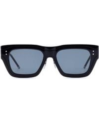 Thom Browne - Elegante Rechthoekige Zwarte Zonnebril - Lyst