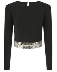 Pinko - Top Crepe Con Ricamo - Lyst