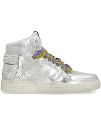 Philippe Model - Schoenen ,Grijs ,Leer Vintage Metallic Leather High-Top Sneakers - Lyst
