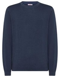 Sun 68 - Vintage Wollen Trui Met Ronde Hals En Geborduurd Logo - Lyst