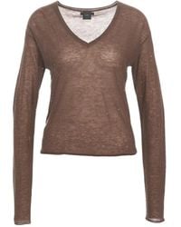 Pinko - Elegante V-Hals Gebreide Kleding Aw25 Marrone - Lyst