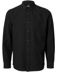 SELECTED - Overhemden ,Zwart ,Katoen Zwarte Slim-Fit Zonoverhemd - Lyst