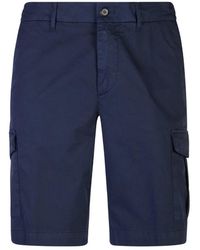 Eleventy - Korte Broeken ,Blauw ,Katoen Bermuda Cargo Elasticatura - Lyst