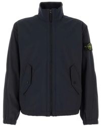 Stone Island - Jassen ,Blauw ,Polyester Jacket Met Logo - Lyst