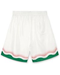 Casablancabrand - Weiße seiden shorts mit elastischem bund - Lyst